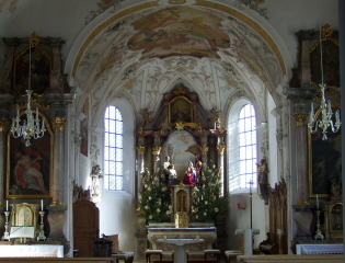 Foto der Krippe im Altar in St. Mauritius in Obermeitingen